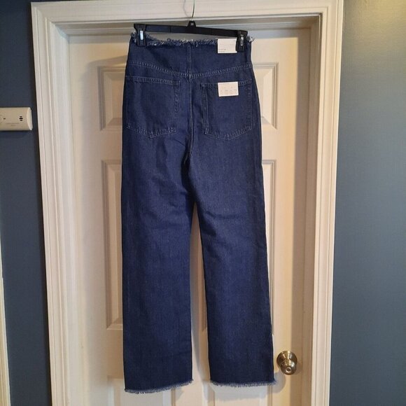 WeWoreWhat Jeans Womens 28 High Rise Frayed Waist Straight Raw Hem Retro - Picture 2 of 14